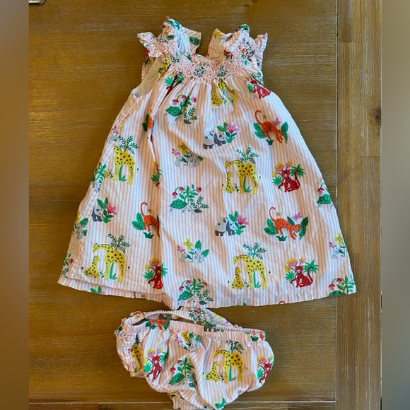 Baby Boden Stripy Smocked Dress in Boto Pink Jungle Print - Picture 5 of 5